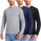 3 Pack Men's Cotton Long Sleeve T-Shirts Plain Crew Neck Tee Lightweight Basic Layer Shirts Tops Slim Fit,3p1,3XL