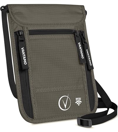 Premium Neck Wallet Travel Pouch und Passport Holder, RFID geschützt, passt zu Ihrem Passport mit Cover