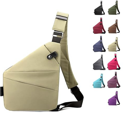 Anti Diebstahl Tasche, Diebstahlsichere Umhängetasche, Wasserresistent Sling Bag, Anti-Diebstahl Sling Bag, Wasserresistent, Anti Diebstahl Tasche Damen (F, linke Schulter)