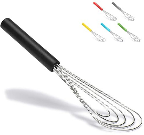 AJMDGW Fouet Plat avec Manche en Silicone antidérapant 25,4 cm – Fouet à 5 Fils avec 10 têtes for la Cuisine Couleur par