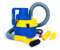 GoodYear Bidone 12V-120W Doppia Presa Aspirazione e Gonfiaggio 23983, Aspirapolvere per Auto, Giallo e Blu, 120 W, 3.5 Liters