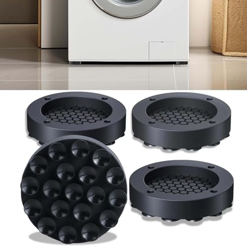 VIDSTW 4 Stk Universal Dämpfer Füße Waschmaschine Anti Rutsch Pads(Schwarz) | Waschmaschine Antivibra Waschmaschine Unterlage Antivibrationsmatte Waschmaschine Geeignet für Kühlschränke Trockner