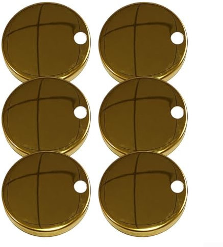 Advokingtap 6 Pack Diameter Gold Top Fix Toilet Seat Hinge Fixings Covers, Stainless Steel Bathroom Accessories, Easy Installation, Fits Standard Seats