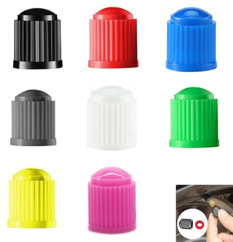 120 Stück Fahrrad Ventilkappen, 8 Farben Ventilkappen Fahrrad, Automobil-Ventilabdeckungen, Geeignet für Fahrradventile, Autoventile (Schwarz, Rot, Grau, Gelb, Blau, Rosa, Weiß, Grün)