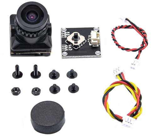Qerwsdty FPV-Kamera HD 1500TVL 2,1 mm Weitwinkel mit OSD-Anpassungsplatine für FPV RC Racing Drone Zubehör, Schwarz