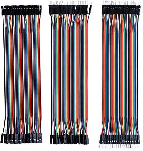 Electrones 120pcs Multicolored Dupont Wire,Jumper Wires,Dupont Breadboard Ribbon Cables,40pin Male to Male,40pin Female to Female,40pin Male to Male Breadboard Jumper Ribbon Cables Kit