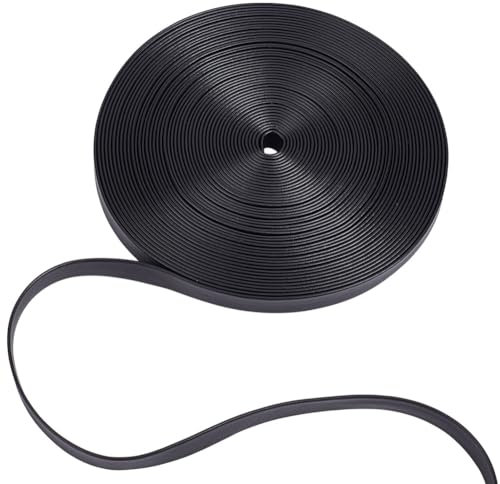 GOMAKERER 10m Garniture en Similicuir Repliable, Sangle en Cuir Noir Pliable 1cm Large Cordon en Cuir Plat Bandes en Similicuir PU Ruban de Garniture pour la Fabrication de Bricolage