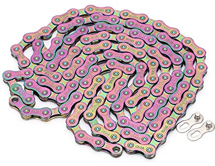 SPYMINNPOO 12 -Speed ​​-Fahrradkette, Leichte Fahrradkette mit Fahrradkette mit Einem Schnellen Split -Glied für Mountain und Road Bike (Titanisch) (Colorful)