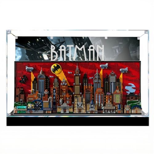 Vitrine en acrylique pour Lego 76271 Gotham City - Boîte transparente anti-poussière - Boîte de rangement compatible avec Lego 76271 (modèle non inclus - Peinture arrière de 3 mm)