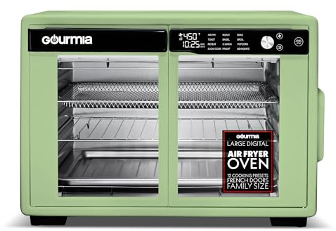 Gourmia Toaster Oven - 9-Slice Capacity, Digital Display, Green