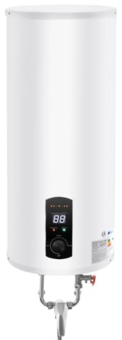 Elektrische Durchlauferhitzer 60L, Warmwasserspeicher 2KW, Wandhängender Boiler 25-75°C, Warmwasserboiler mit LED Temperaturanzeige & Duschset, Druckloser Wasserheizung Berührungssteuerung