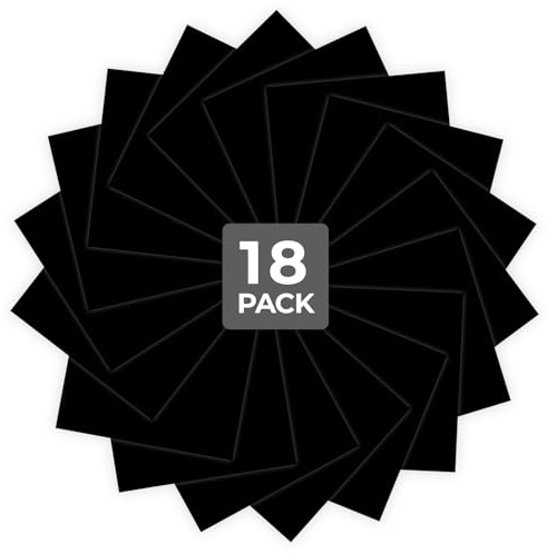 HTVRONT Black HTV Heat Transfer Vinyl - 18 Packs Iron on Vinyl for T-Shirts | 12 x 10in Easy to Cut & Weed & Transfer HTV Vinyl - Compatible with Cutting Machine, Black iron on Vinyl for Cotton Fabric