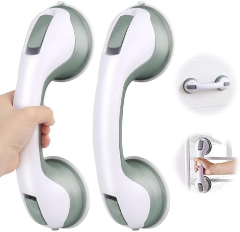 GWEOR 2 Piezas Agarraderas Baño para Mayores, Agarraderas de Baño con Ventosa Asidero de Baño Con Ventosa, No Es Necesario Taladrar, Agarradera de Baño para Ancianos, Discapacitados