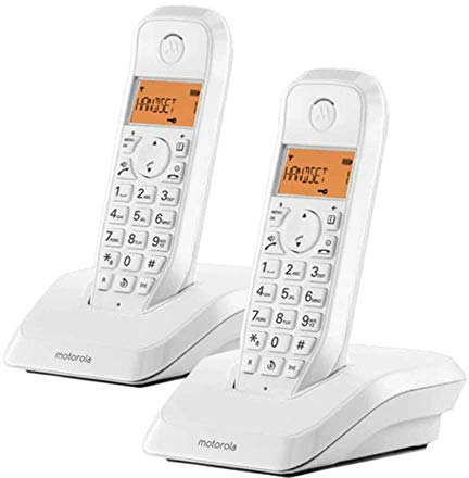 Motorola Voice – S1202 Digitales Schnurlostelefon der S12-Serie mit Anrufsperre und „Bitte Nicht stören“, Freisprecheinrichtung, Telefonbuch mit bis zu 50 Namen und Nummern, Weiß