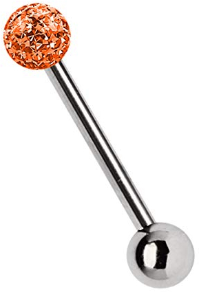 Modern Nature Piercingschmuck Titan Zungenpiercing Stab in 1,6 x 16 mm mit Epoxy Kugel in orange