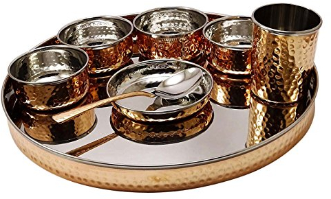 Traditional Indian Hammered Dinner Set Bowl Katori Thali Serveware Kitchenware