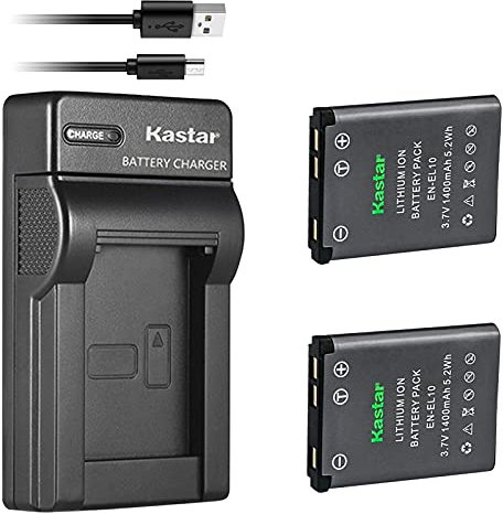 Kastar Batterie (X2) & Slim USB Chargeur pour Nikon EN-EL10 MH-63 et Nikon Coolpix S60, S80, S200, S210, S220, S230, S500, S510, S520, S570, S600, S700, S3000, S4000, S51000 + Plus de caméra
