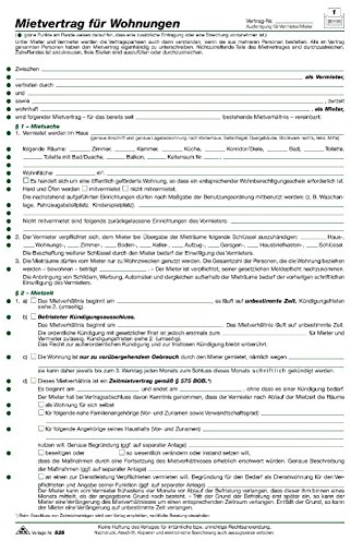 RNK - 525/10 Vertragsformular Mietvertrag für Wohnungen - 20 Stück, DIN A4, 210 x 297 mm, 3 B (2)