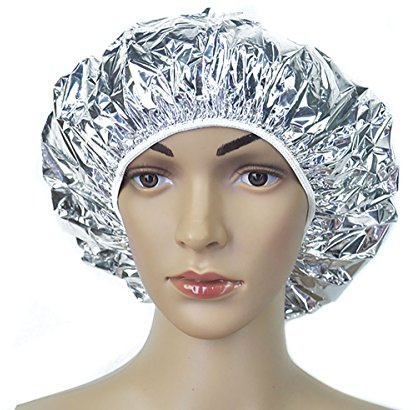 4PCS Salon Aluminum Foil Baking Oil Hair Cap Portable Nourishing Dry Shower Cap Waterproof Ultra-thin Bath Hat Hoods Bathroom Products (Silver)