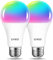 Smart Wifi Led Birne Geführte Birne 12W RGB A70 Bunte Fernsteuerungslampe Bluetooth Glühbirne E27 1521LM via App Dimmbar, kompatibel mit Google Assistant und Amazon alexa Echo und Echo Dot, 2pack