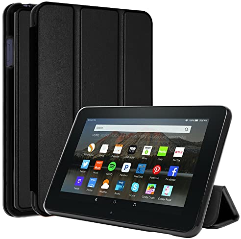 TECHGEAR Funda Smart Ligero para el Nuevo Amazon Fire HD 8 2020 / HD 8 Plus (10a generación) - Carcasa Delgada con Soporte Plegable y Protección Angular Adicional [Auto-Sueño/Estela] - Negro