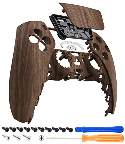eXtremeRate Wood Grain Touchpad Front Housing Shell for PS5 Controller, Soft Touch DIY Shell for PS5 Controller, Custom Touch Pad Cover Faceplate for PlayStation 5 Controller