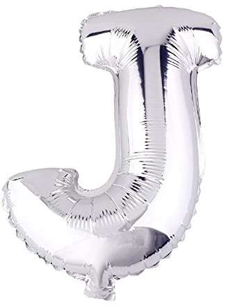 Lepep 40 cm Silber Luftballons Zahlen von 0 bis 9 Buchstaben von A bis Z Party Deko Ballons für Geburtstag Babydusche Brautparty Hochzeit Abschlussball Dekoration Folienballons (Buchstabe J)