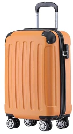 BEIBYE Hartschalen-Koffer Trolley Rollkoffer Reisekoffer Sicherheit Zahlenschloß Zwillingsrolle ABS Material Handgepäck 4 Rollen (M-L-XL-Set) (Orangen, M)