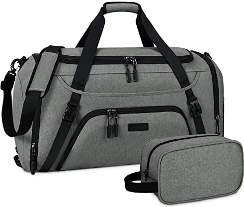 Dakuly Sporttasche Herren Damen Reisetasche Groß 55L mit Schuhfach Nassfach Weekender Schwimmtasche Gym Bag Trainingstasche für Männer Grau