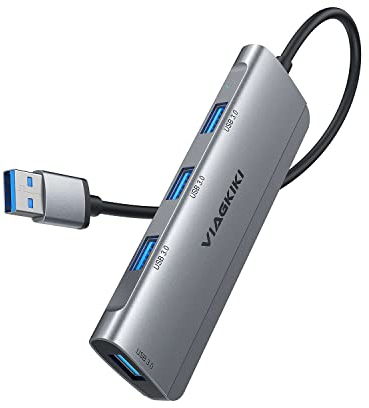 Viagkiki 4-Port USB Hub, USB 3.0 Hub, USB-Splitter für Superspeed-Datenübertragung aus Aluminium – Laptop/Macbook/PS4/PS5/Mac Pro