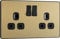 BG Electrical PCDSB22B Doppelsteckdose, geschaltet, schraubenlos, Evolve, satiniertes Messing, 13 A