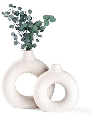 CEMABT Juego de Jarrones para Pampas, jarrones creativos para decoración Moderna del hogar, florero Hecho a Mano, Blanco Mate, Flores secas, casa, decoración.