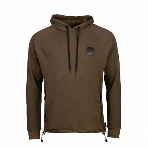 Nash Lightweight Hoody - Kapuzenpullover für Karpfenangler aus 100% Baumwolle - Angelpullover mit Reißverschlusstaschen und Verstellmöglichkeiten, Größe:S