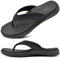ONCAI Tongs pour Hommes, Été Sport Douche Piscine Plage Plantaire Cuir Sangle Chaussures de Orthopedic Support de L'arche Semelle en Caoutchouc Noir Taille 48