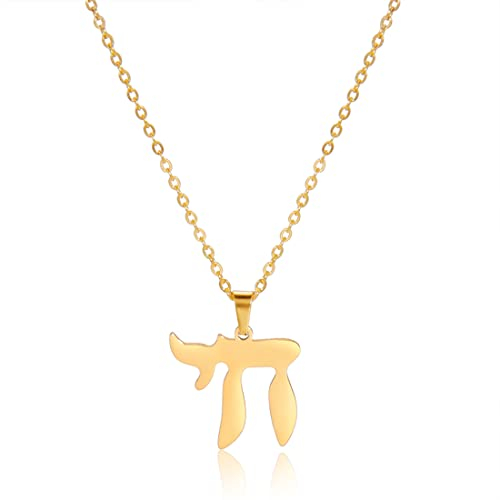 EUEAVAN Jüdische Chai Halskette Hebräischer Buchstabe Anhänger Klassischer Jüdischer Chai Choker Charm Personalisierter Religiöser Jüdischer Namensschmuck Frauen Valentinstag Freundin (gold)
