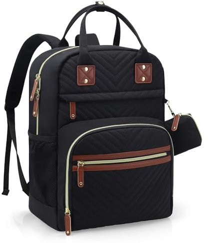 Tuwubi Wickeltasche Rucksack, Baby Essentials, multifunktionaler wasserdichter Rucksack mit Kinderwagengurten und Schnullertasche, Schwarz, 1 Count (Pack of 1), Reiserucksäcke