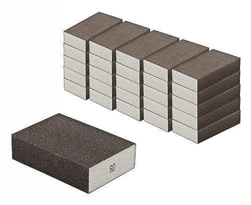 Schleifschwamm 25 Stück Schleifschwämme Grobe Körnung K80 für Holz Lack Metall Trocken u. Nass Schleifen waschbar u. wiederverwendbar
