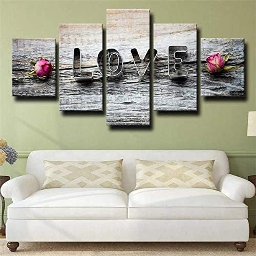 Leinwanddrucke,5 Teilige Leinwand,5 Stück Wandbild, Vorlage Briefe Liebe Rahmenlos 150 X 80 Cm Wohnzimmer Dekoration,Modular Wandkunst,Geburtstagsgeschenk Schlafzimmerbürohotelwandkunstfoto