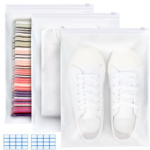 Sacchetti Vestiti Viaggio con Zip 30 Pezzi 50x40cm Impermeabili Sacchetti Plastica Richiudibili Smerigliato Multifunzione Sacchetti Viaggio organizer Borsa Buste per Indumenti,Biancheria Intima,Scarpe