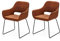 KHG 2er Set Esszimmerstuhl Polsterstuhl mit Armlehnen Braun Industrial Look - Kufenstuhl Armlehnstuhl (BHT) 56x82x59 cm - Mikrofaser in Lederoptik perfekt für Esszimmer Küche Büro