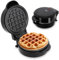 ADE Mini gaufrier | machine à gaufre belge forme ronde | parfait pour une personne, une fête, un anniversaire d'enfant | revêtement antiadhésif de haute qualité | 550 W | noir