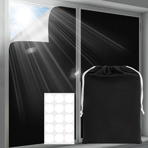 Portable Blackout Blind 300x145cm, AIEPOCH 100% Blackout Curtains for Bedroom, Croppable No Drill Blinds Blackout Shades for Indoor Window, Temporary Blinds for Nursery, Loft, Easy to Stick On&Remove