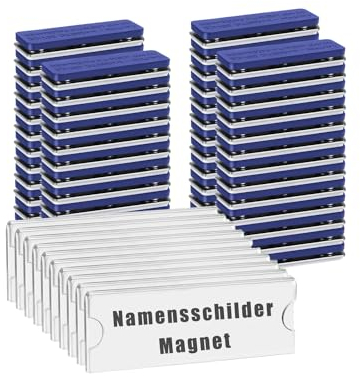 10 Stück Magnet Namensschilder, Transparent 75 * 32mm Namensschilder für Kleidung (Blau)