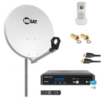 HDSAT Set Parabola in acciaio 80 cm + Ricevitore Fransat con scheda + LNB singolo