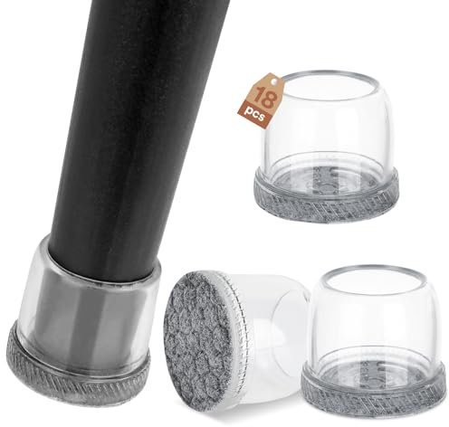 Euqvunn 18pcs Gommini per Sedie Rotondi, Feltrini per Sedie Silicone, Trasparente Coprigambe per sedie, Proteggi Gambe per Mobili, Tappi Piedini per Proteggere i Pavimenti da Graffi e Rumori 25-30mm
