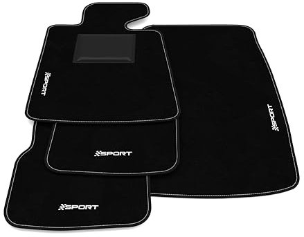 Fußmatten kompatibel mit BMW Serie 3 E30 1983-1994, Sport Stickerei, maßgeschneidertes Auto-Fußmatten-Set, Teppich Set