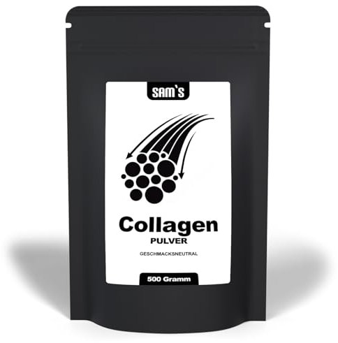 Premium Kollagen Pulver hochdosiert - rein im Geschmack, ohne Aromen - Hergestellt und geprüft in Deutschland - Collagen Pulver Peptide Typ 1 und 2 - Perfekte Löslichkeit (500g, Geschmacksneutral)