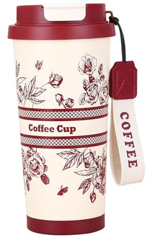 EACHPT Taza Termo Cafe para Llevar,Taza de Viaje de café con Aislamiento de 500ml,Acero inoxidable de doble pared,a Prueba de Fugas y sin BPA,Taza de viaje de taza de café Portátil con Pajita oculta