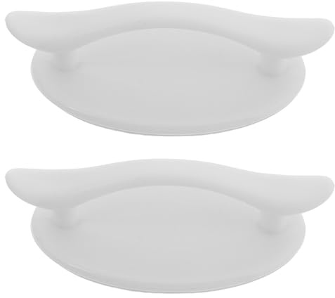 SEWACC 2pcs Adhesive Pull Handles for Wardrobe and Bathroom Glass Doors, White Small Stick-on Cabinet Door Knobs Strong Glue, Push-Pull Grip Handles Suitable for Home Use
