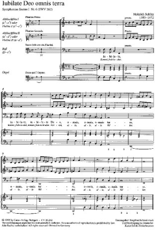 Schütz: Jubilate Deo omnis terra (Kommt, frohlocket dem Herrn alle Völker) (SWV 262 (op. 6 no. 6)). Partitur (ohne Umschlag)
